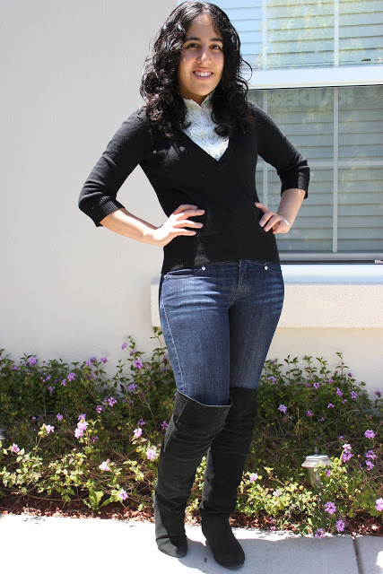 Black Sweater and Knee High Boots