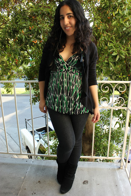 DVF Green and Black Tank Top Forever 21 Jeans