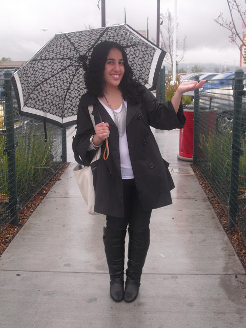 Rainy Day Outfit Coach Umbrella