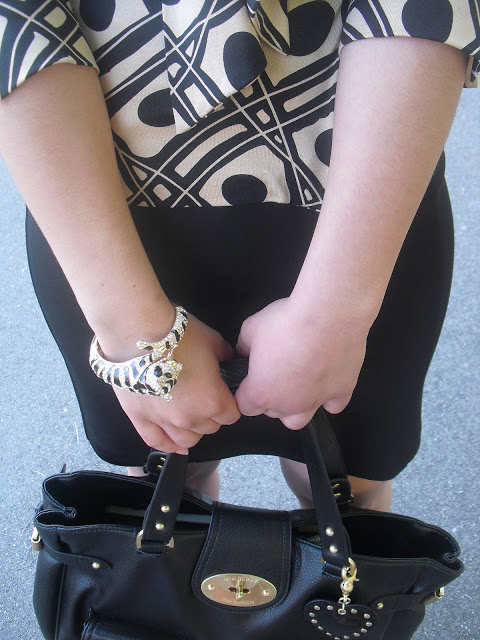 Forever 21 Tiger Bracelet and Black Pencil Skirt