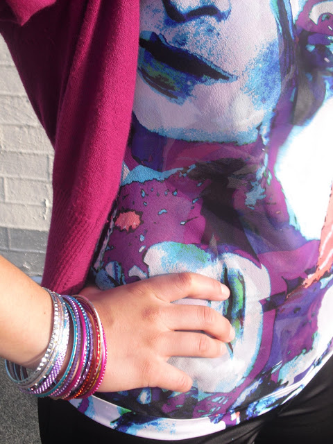 Forever 21 Colorful Bangles and DVF Top