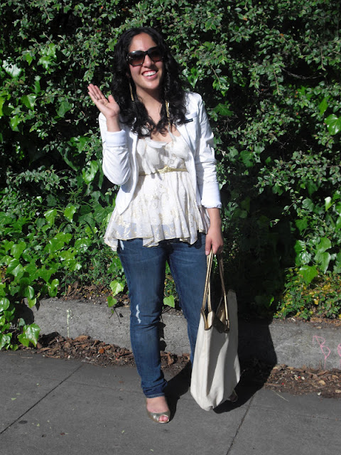 Floral Top and Destroyed Denim