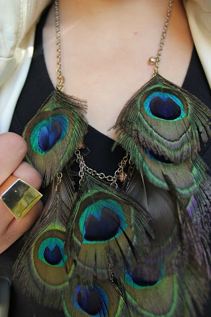 Peacock Feather  Necklace Gold Ring Forever 21