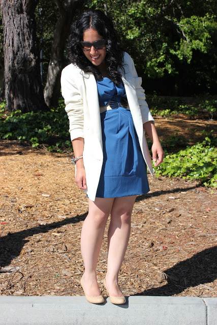 Budget Friendly Teal Dress and Blazer Outfit