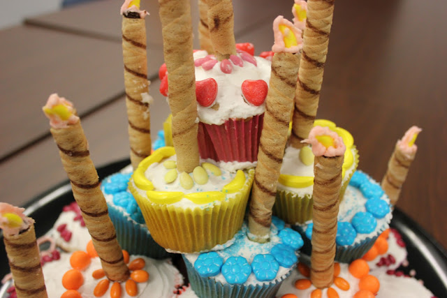 Birthday Cake and Candles Cupcake Arrangement