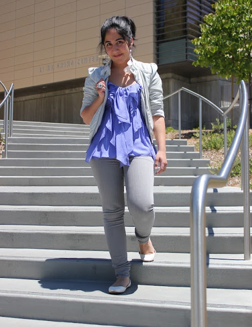 Grey and Purple Outfit