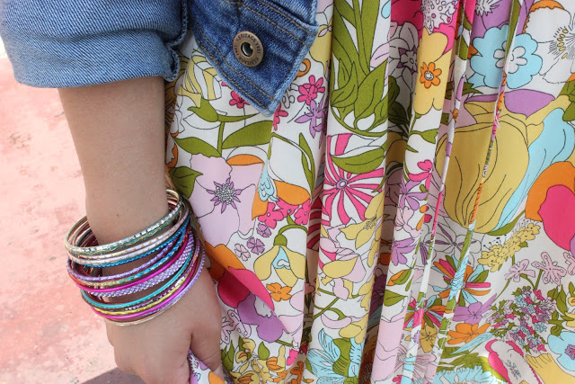 Bangles and Floral Print Dress