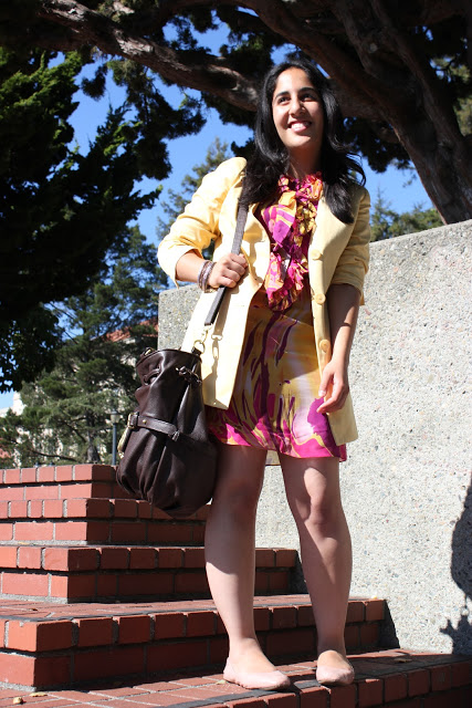 Blazer and Tie-Dye Dress