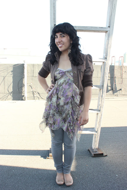 Strapless Top and Grey Skinny Jeans