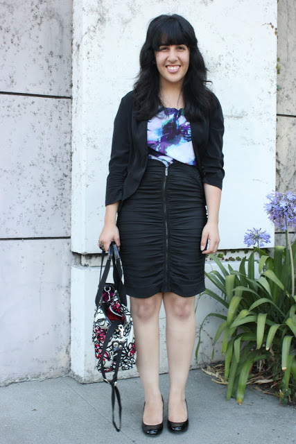 Silk Top and Pencil Skirt Outfit