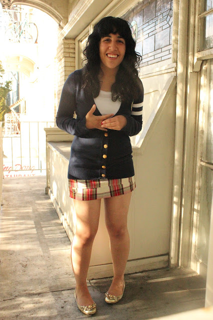 Burberry Plaid Skirt and Cardigan