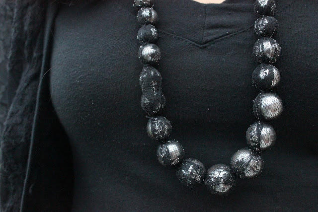 Lace Covered Statement Necklace 