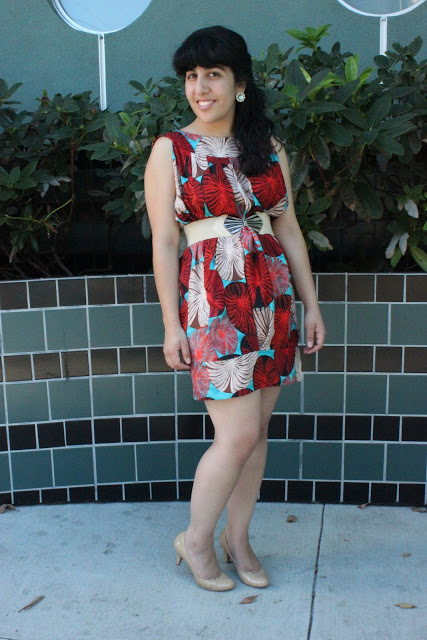 Coral and Turquoise Print Dress