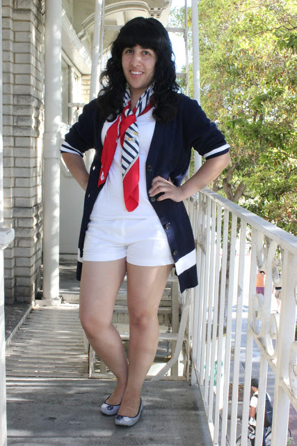 Nautical Print Scarf Outfit Idea