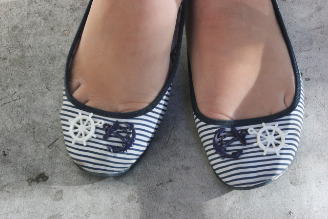 Nautical Navy Striped Anchor Flats