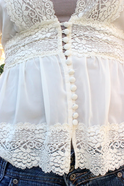 Lace Peasant Top