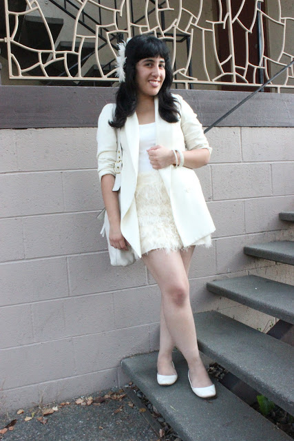Blazer and Skirt All White Monochrome Outfit