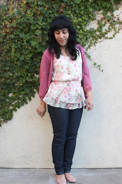 Floral Top and Pink Cardigan