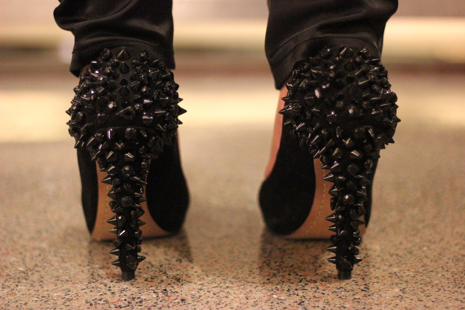 Sam Edelman Black Suede Spiked Heels