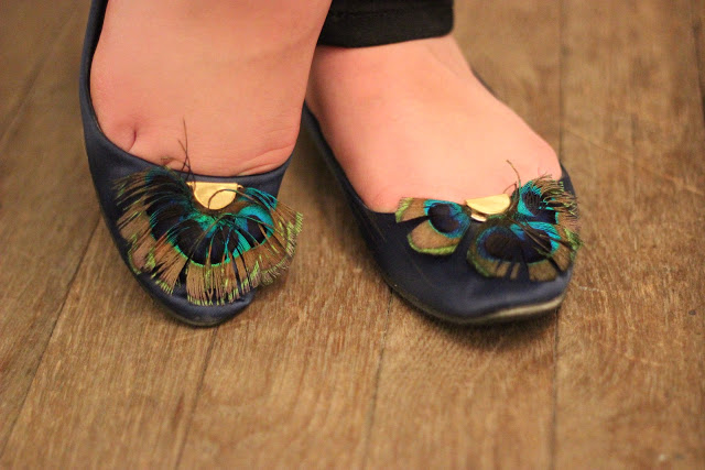 Satin Peacock Feather Flats