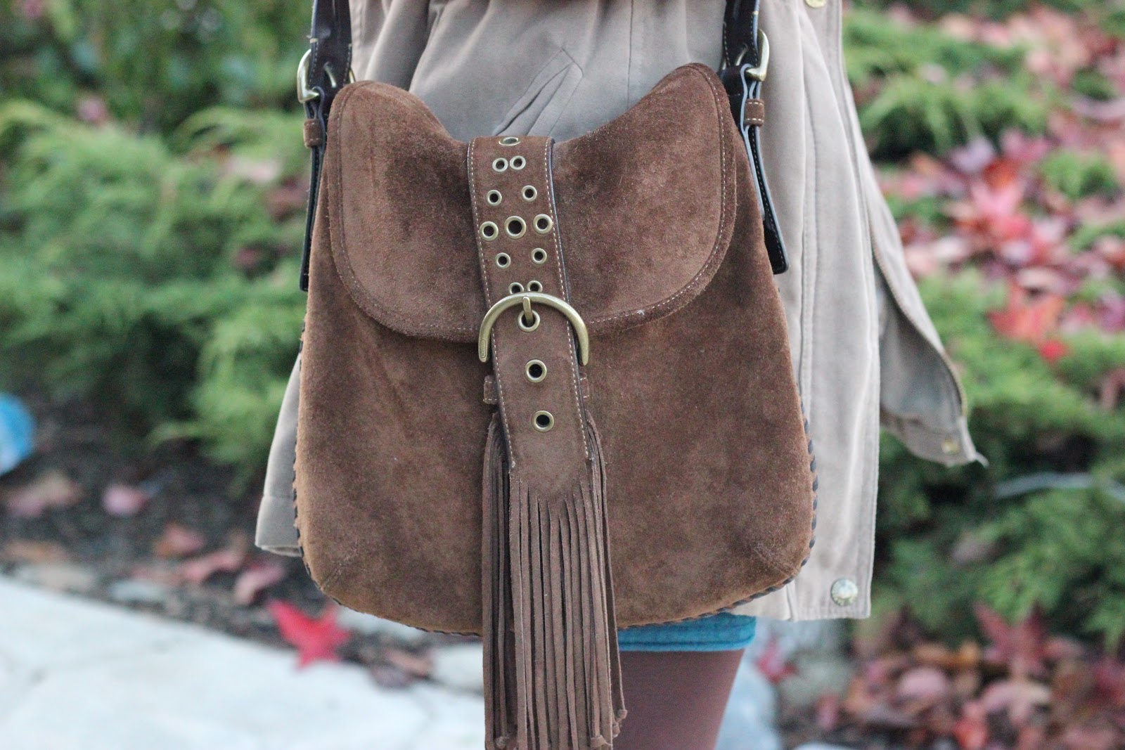 Brown Fringe Coach Cross Body