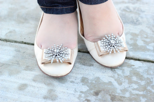 J.Crew Satin Rhinestone Flats