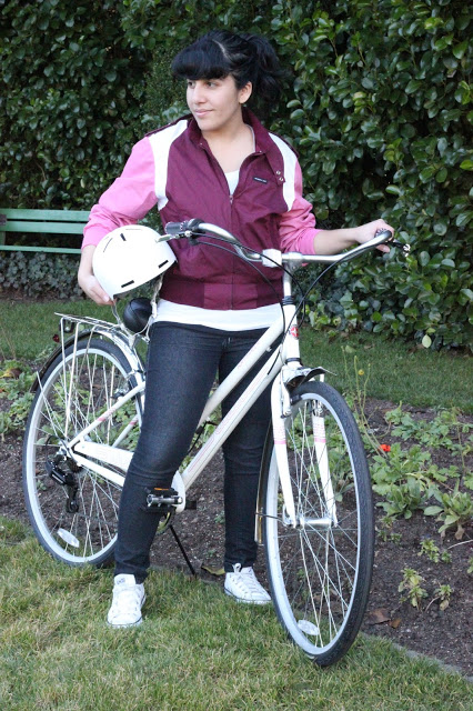 White and Pink Bike Outfit