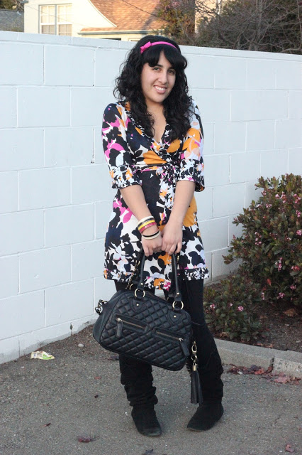 DVF Floral Tunic, Leggings, and Boots