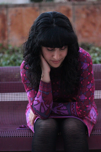 Printed Dress and Patterned Tights