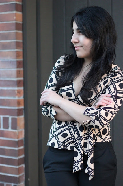 Patterned DVF Wrap Top