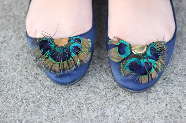 Peacock Feather Satin Flats