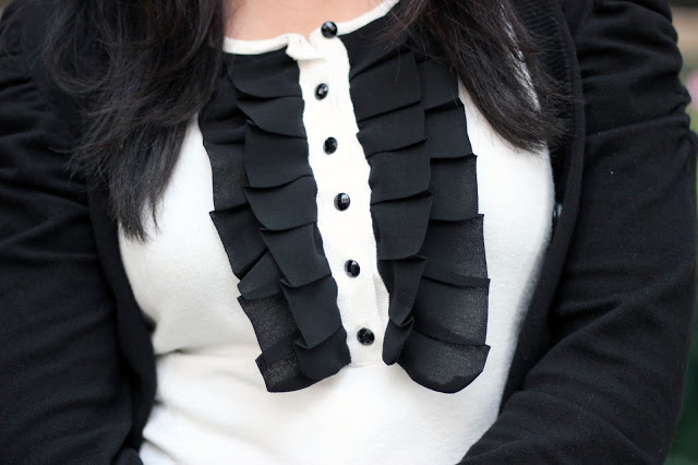 Black and White Ruffle Top