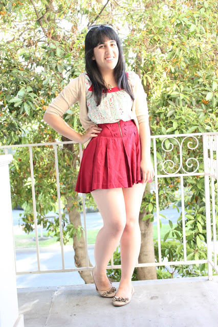 Floral and Red Outfit