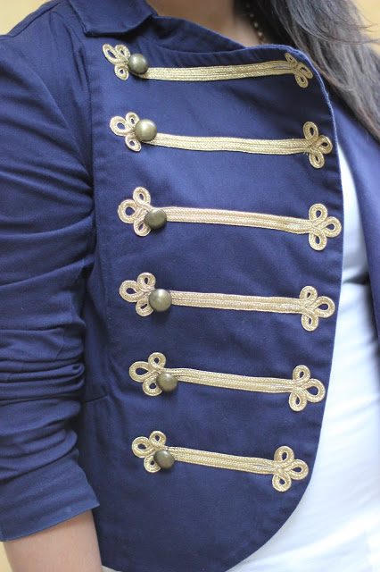 Blue and Gold Band Jacket Detail