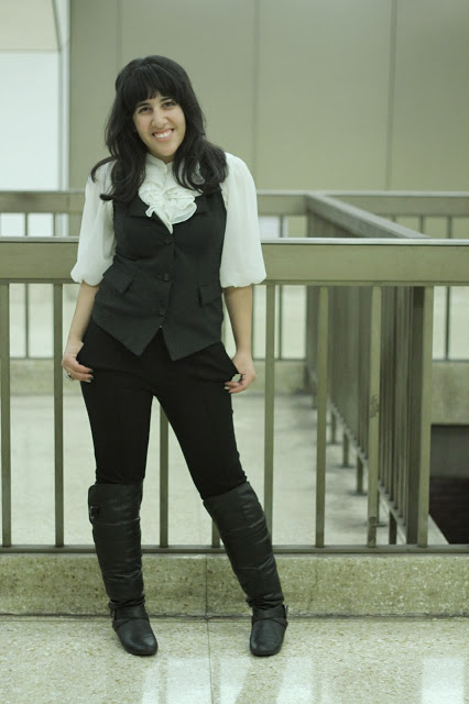 White Blouse, Vest and Boots