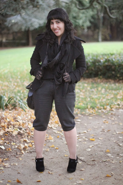 Cropped Trousers and Black Peacoat