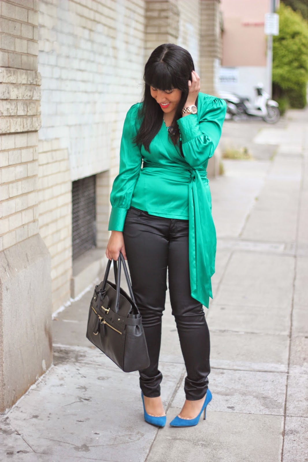 Green DVF Wrap Top