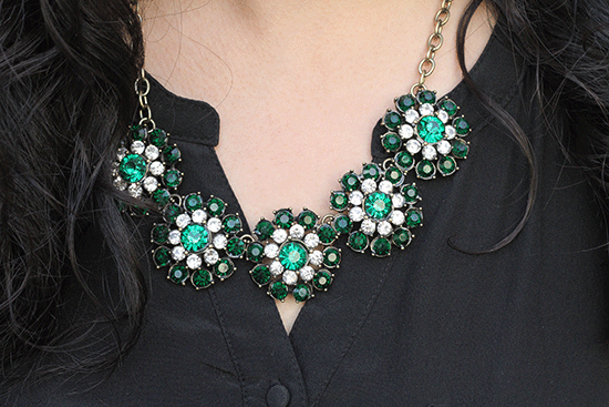 Green Flower Statement Necklace