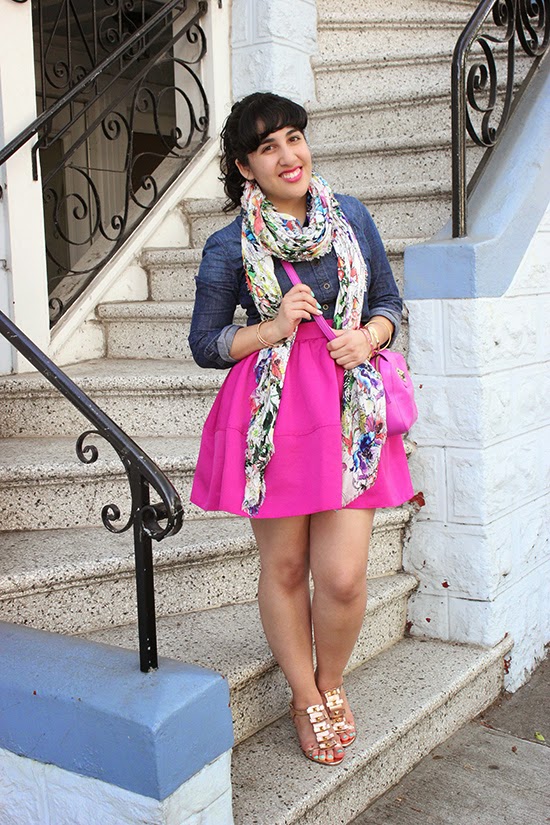 Denim Chambray Shirt and High Waist Skirt Outfit