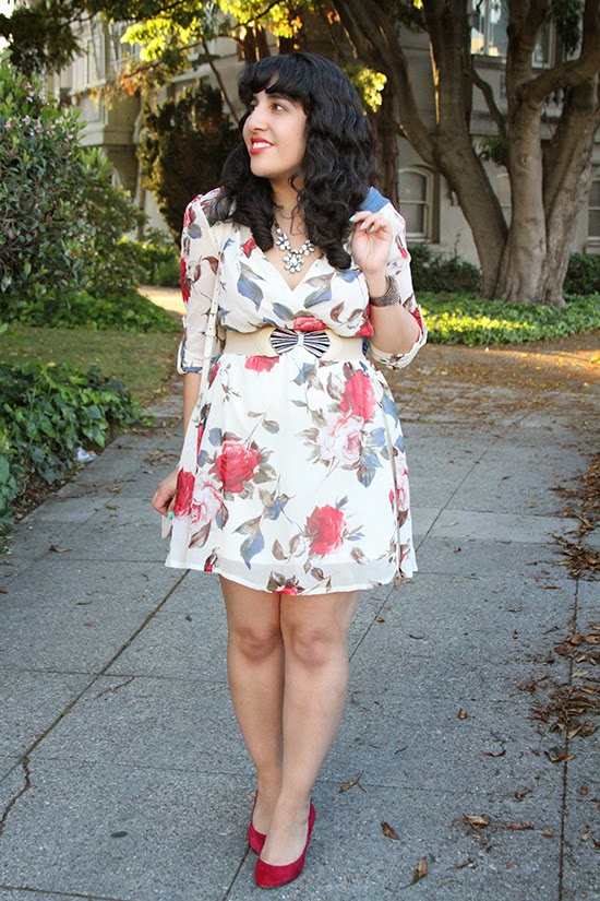 Pinkblush Cream Chiffon Floral Dress 