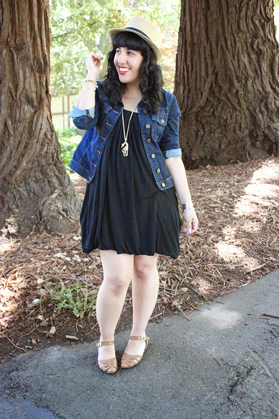 LE TOTE Denim Jacket x Black Dress