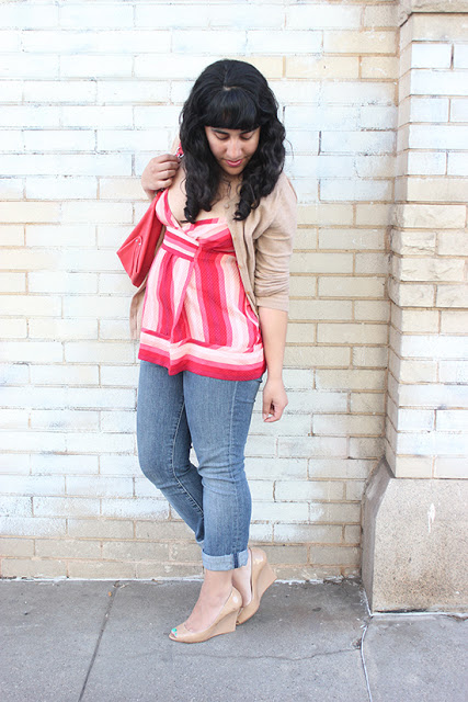 Weekend Silk Top and Cuffed Jeans Outfit