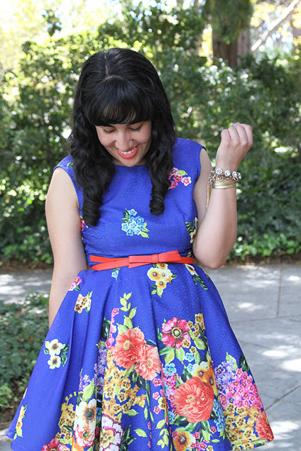 Blue Floral Dress KTR Collection Kate Spade Belt Spring Outfit Inspiration