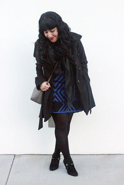 Layered Wool Dress and Coat SF Winter Office Style