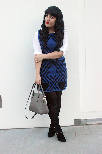 Alice+Olivia Blue Wool Sweater Dress Winter Office Outfit