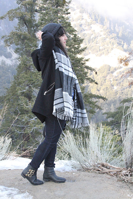 Lake Arrowhead Cabin Outfit Inspiration Express Coat and Blanket Scarf