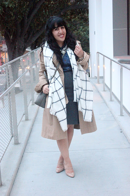 Classic Trench Express Blanket Scarf Office Winter Outfit 