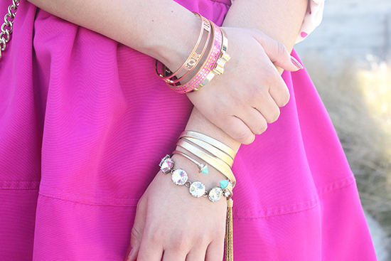 Kate Spade Pink and Gold Bangles Arm Party 