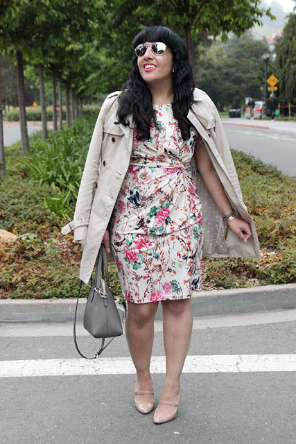 Trench Coat and Floral Dress SF Blogger Spring Office Outfit