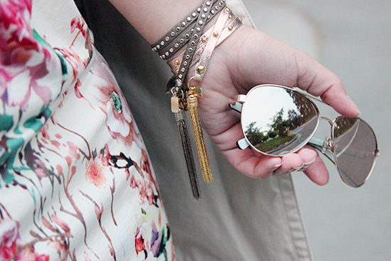 Kate Spade Mirror Sunglasses and Leather Wrap Bracelets